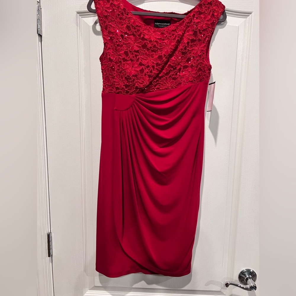 Connected apparel sparkling red dress , size medium